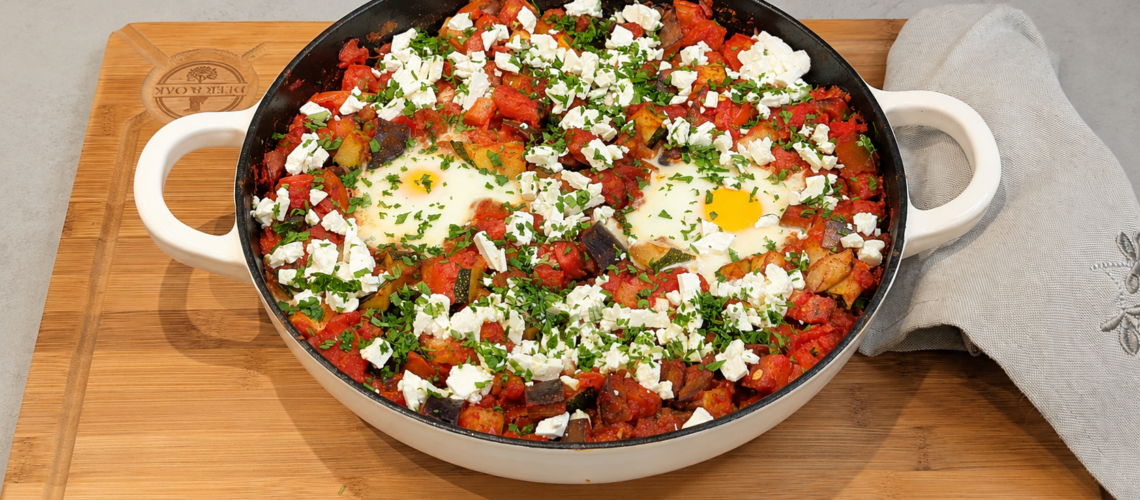 Shakshuka mit Zucchini und Aubergine